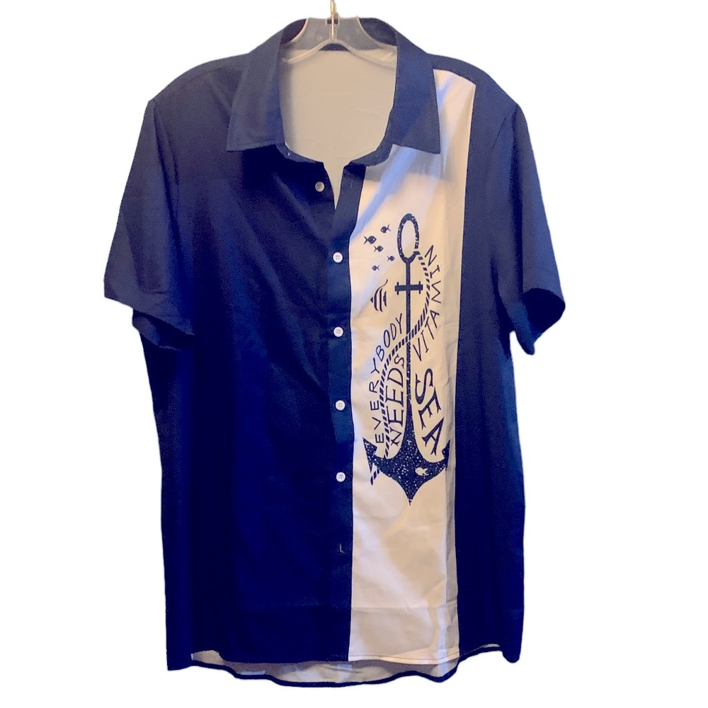NEW Mens Button down Need Vitamin Sea Shirt size M